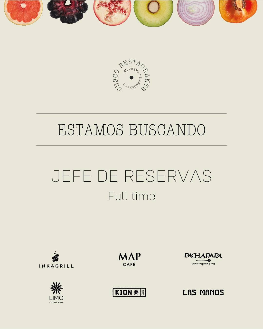 Jefe de Reservas — Cusco Restaurants (Cusco)